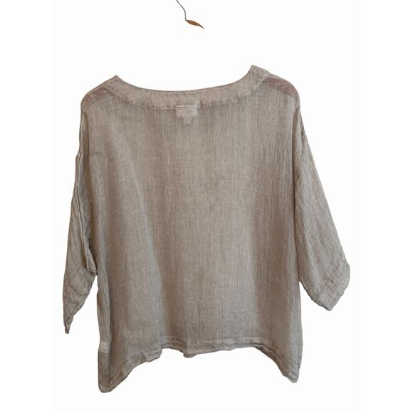 J. Jill Pure Linen Top Size Small Boxy Open Knit Lagenlook Coastal Relaxed Layer - Picture 2 of 9